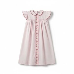 Noma Girl's Pink Embroidered Dress Size 8 Short Flutter Sleeves